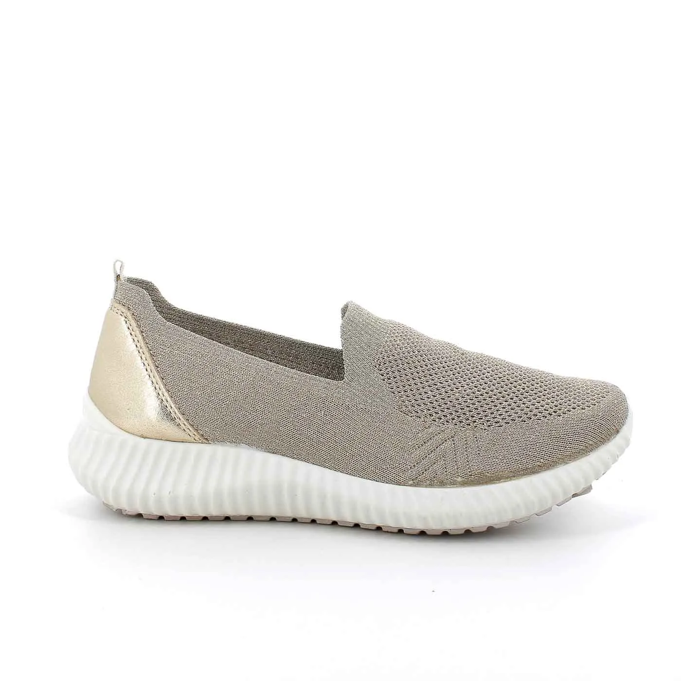 IGI & Co Taupe Knit Runner Sneakers with Reflective Gold Detail - Italian Comfort Shoes