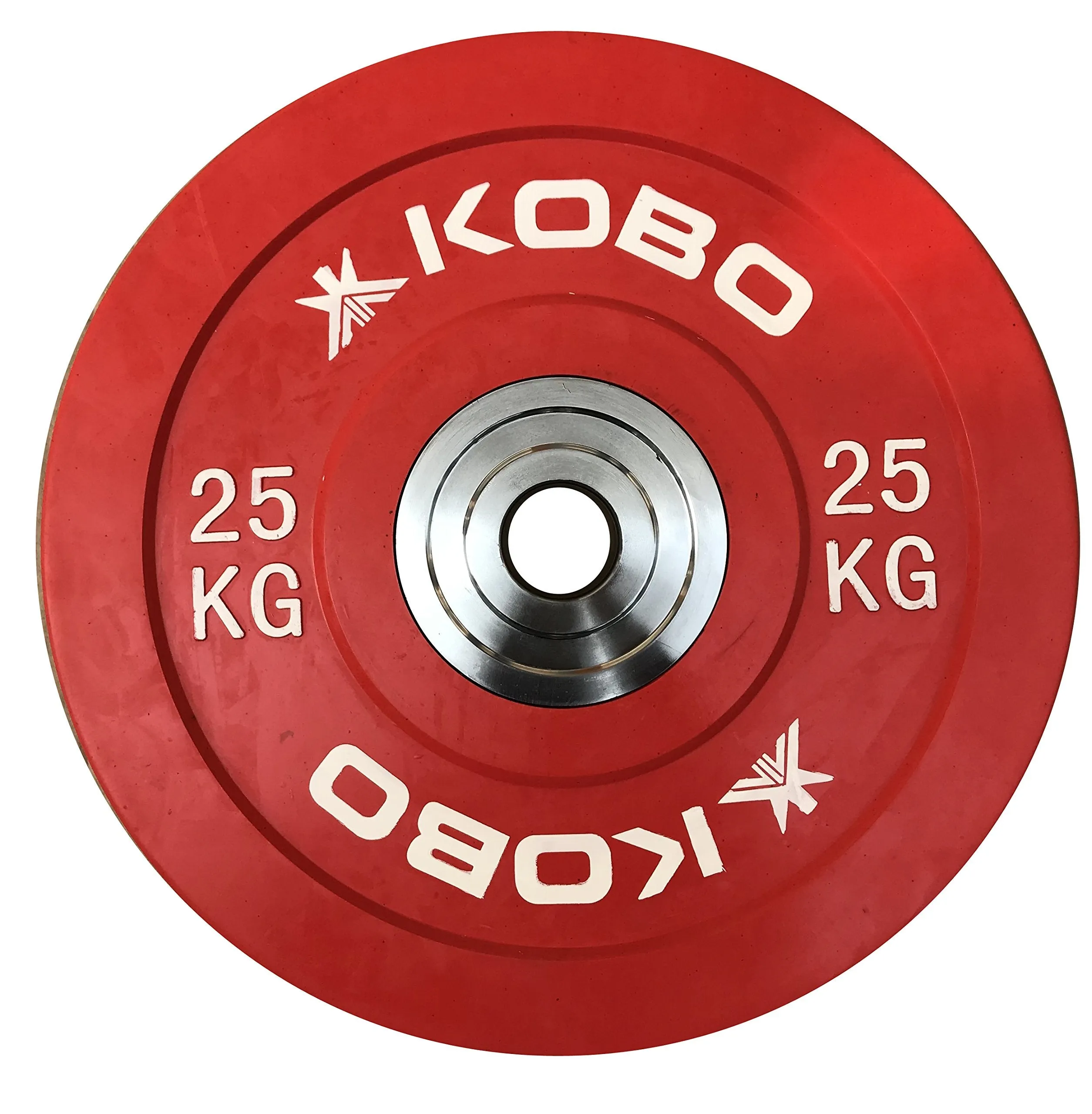 Kobo 25 Kg (51 mm) Bumper Plates Competition Level Olympic Barbell Bar Weight Plate with Machined Steel Collar Elite (Imported) - Sold in Pairs (25 Kg x 2 = 50 Kg)