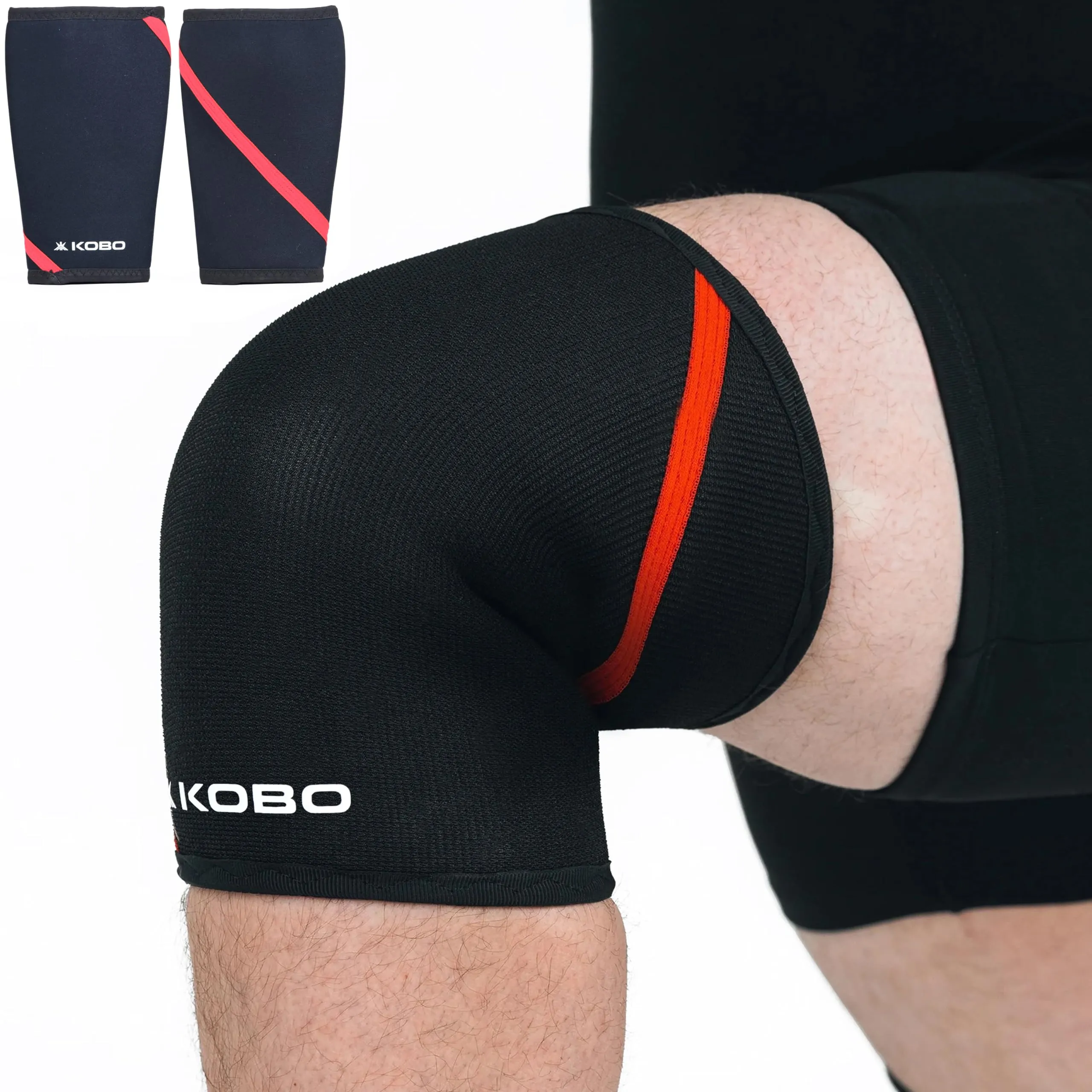 Kobo 7 mm Knee Cap Compression Support Knee Sleeves for Powerlifting Gym Squats Running Cycling Sports Jogging Workout Pain Relief (Material: Neoprene & Spandex)