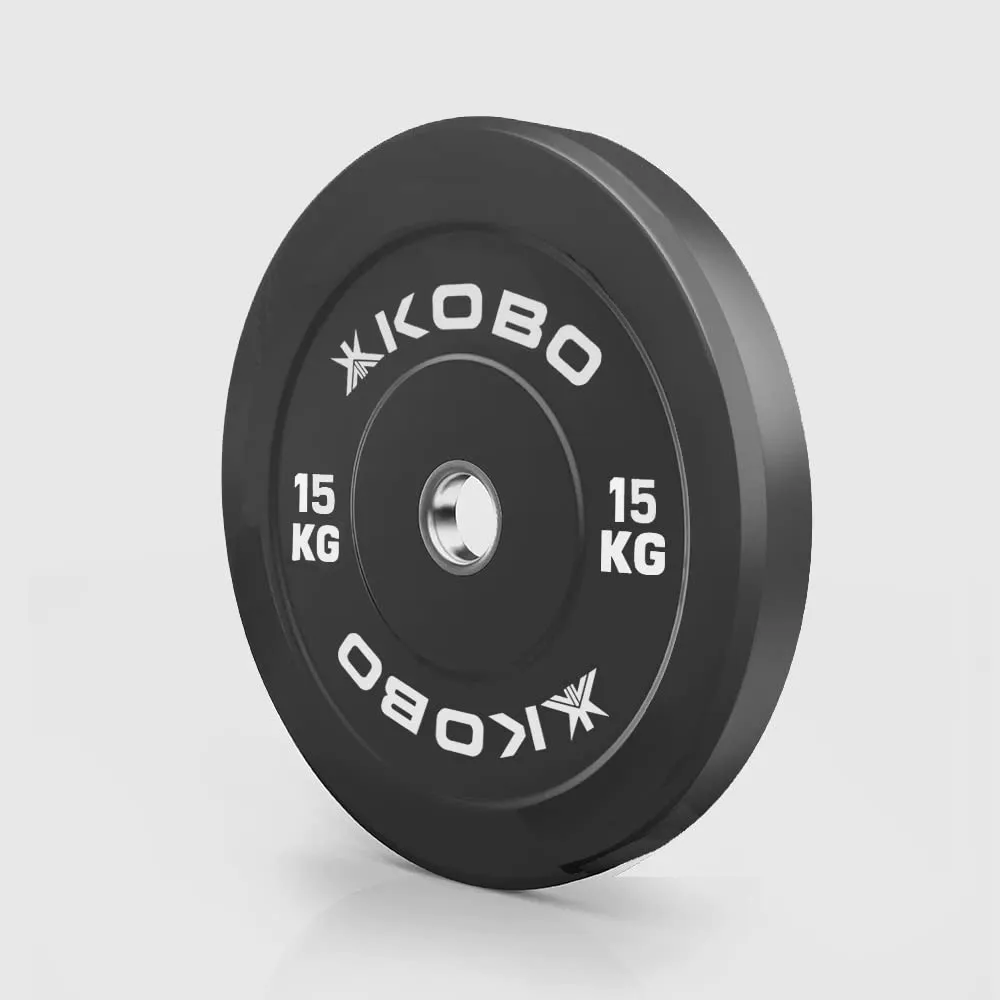 Kobo Bumper Plate/Black Rubber Olympic Weight Plate 15 Kg x 2 = 30 Kg (IMPORTED)