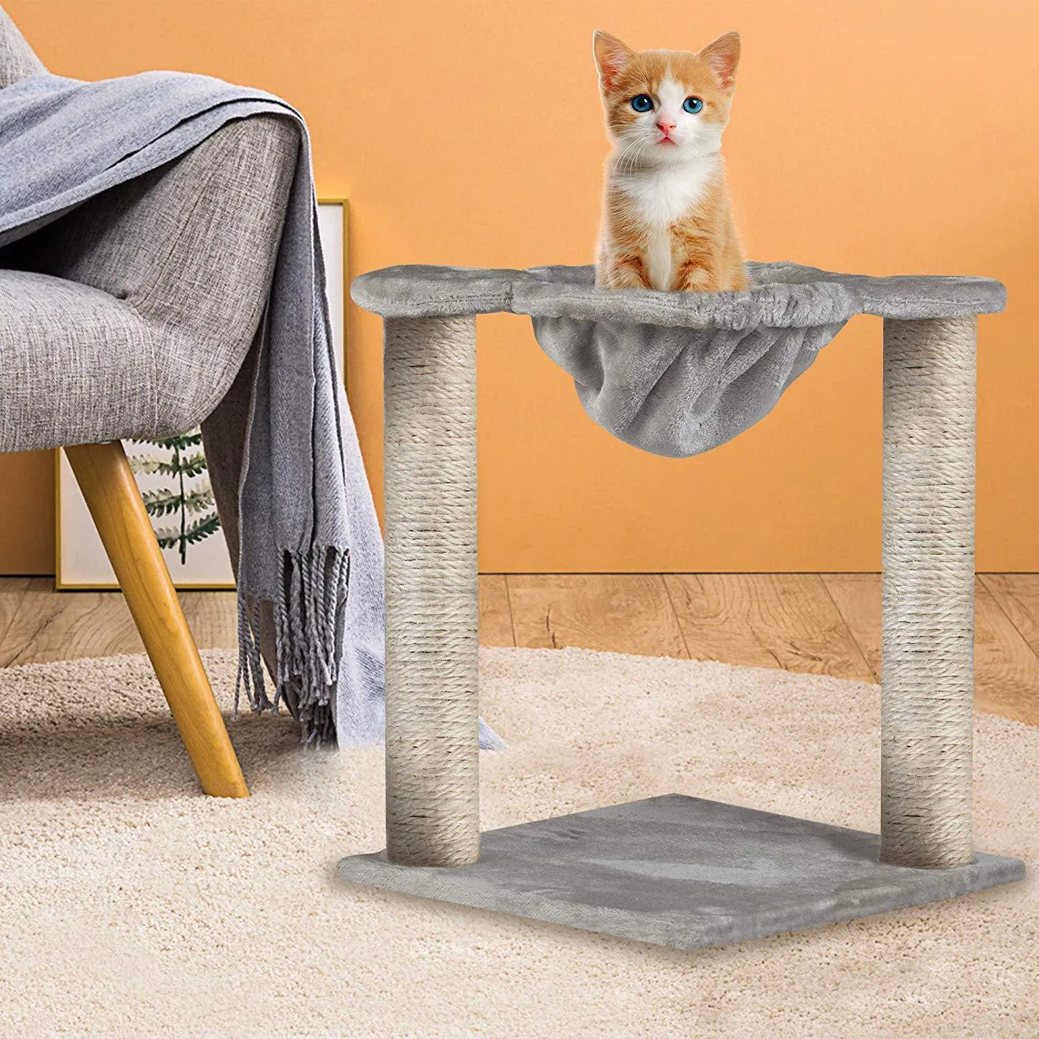 Large Cat Tree Cat Scratching Cat Climber with Condo Cat Tower Furniture and Hammock,Sisal-Covered