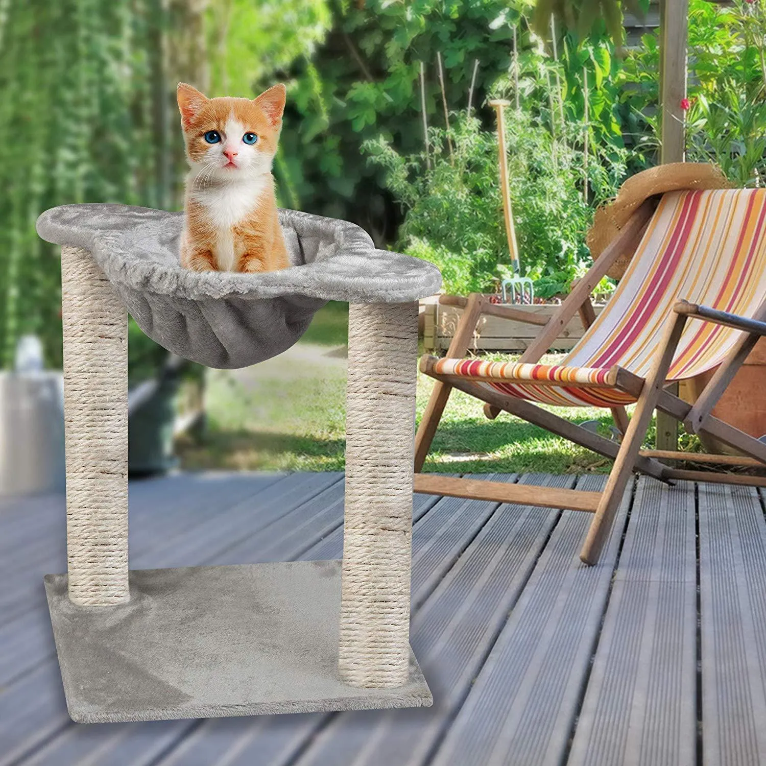 Large Cat Tree Cat Scratching Cat Climber with Condo Cat Tower Furniture and Hammock,Sisal-Covered