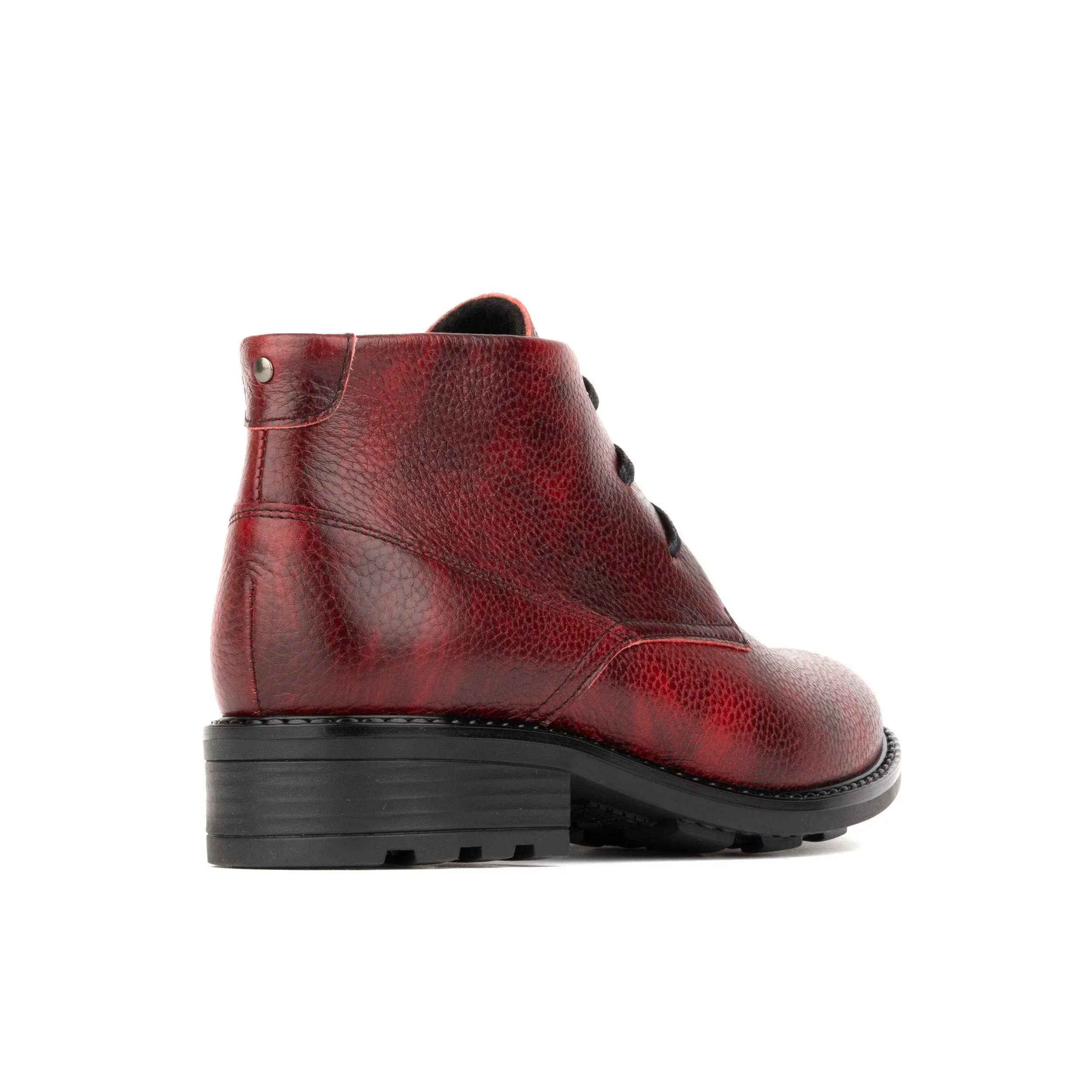 Laviva - Wool Red - Women's wide fitted red leather ankle boot with wool inside