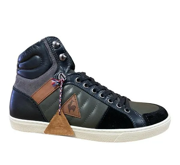 Le Coq Sportif scarpa sneakers da uomo in pelle Perpignan Mid 1520979 nero-grigio