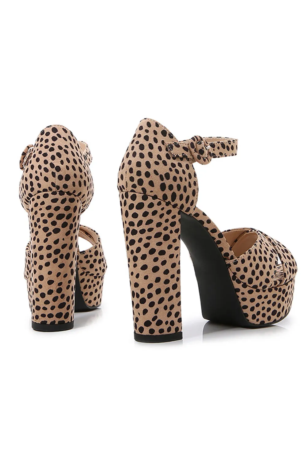 Leopard Print Platform Heeled Sandals Chunky Pump Wedding Party Bridal Dress Shoes