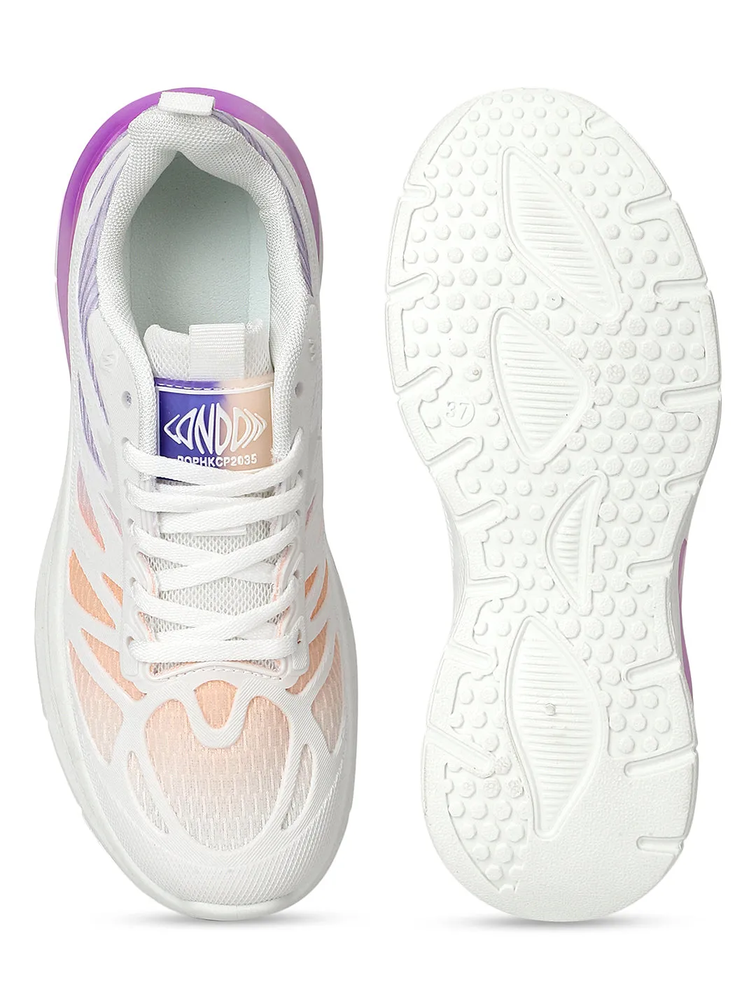 Lilac White Mesh Lace-Up Sneakers (TC-RS3614-LILAC)