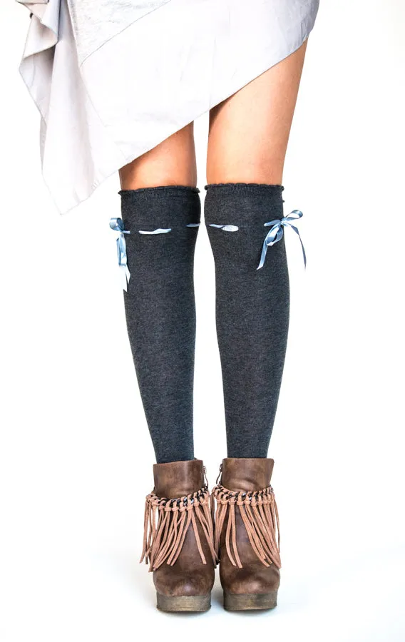 Long Socks | Satin Bow | 6 Colors