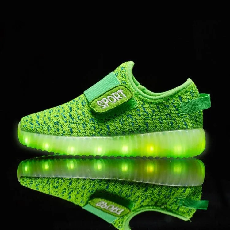 Luminous LED Sports Shoes for Kids - Breathable Flying Woven Design with Shockproof Sole