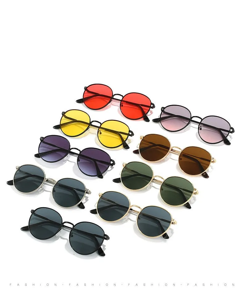 Men and Women Vintage Luxury Solid Gradient UV400 Round Sunglasses