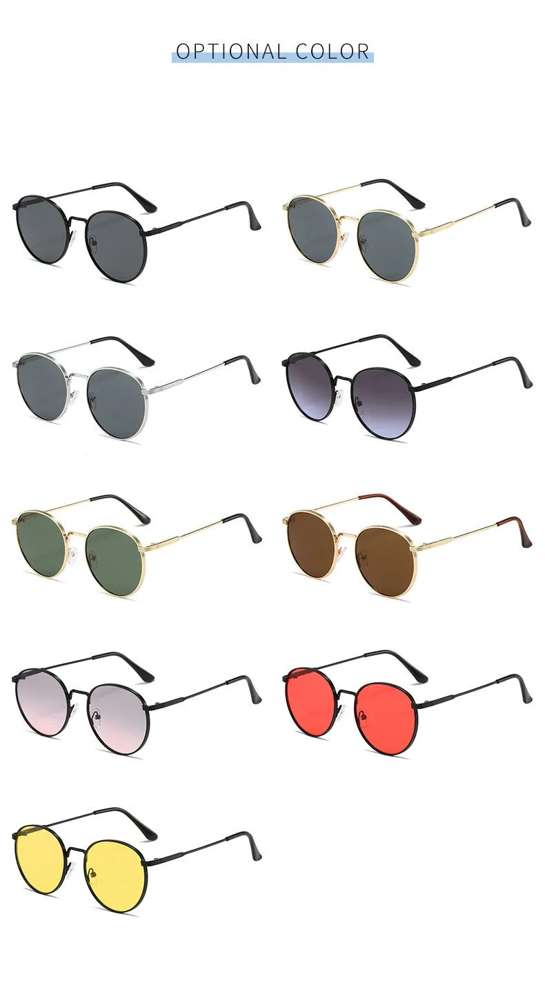 Men and Women Vintage Luxury Solid Gradient UV400 Round Sunglasses