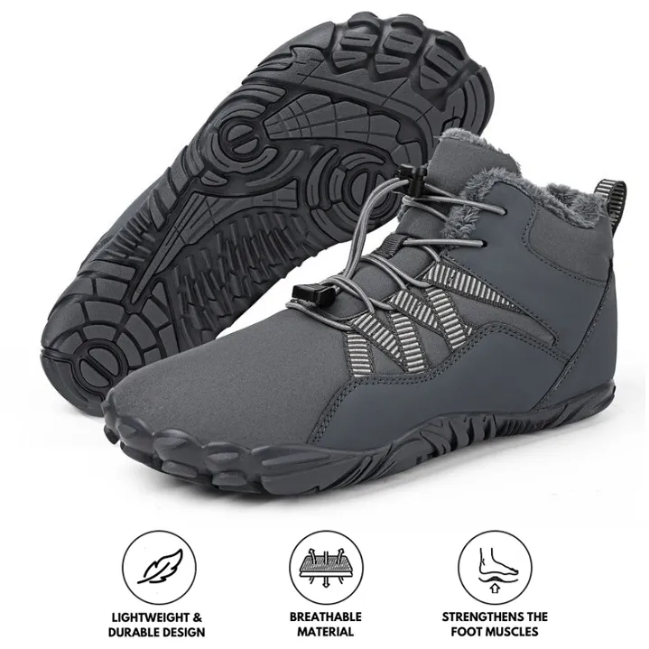 Men's Barefoot shoes Five-finger Outdoor Sports Cotton shoes Unisex Velvet Warm Snow Boots Wear-resistant Anti-ski Ground Boots Thickened Winter shoes