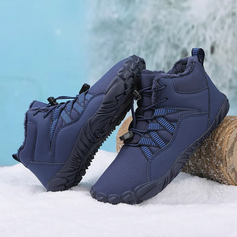 Men's Barefoot shoes Five-finger Outdoor Sports Cotton shoes Unisex Velvet Warm Snow Boots Wear-resistant Anti-ski Ground Boots Thickened Winter shoes