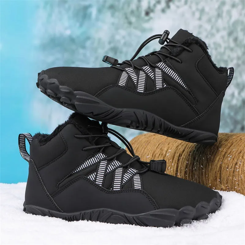 Men's Barefoot shoes Five-finger Outdoor Sports Cotton shoes Unisex Velvet Warm Snow Boots Wear-resistant Anti-ski Ground Boots Thickened Winter shoes