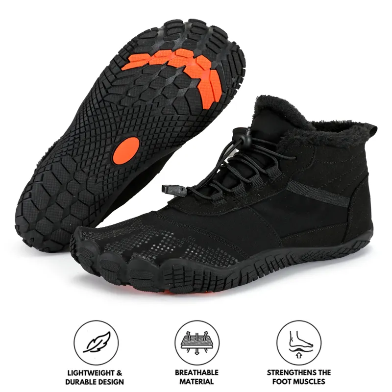 Men's Winter Outdoor Velvet Hiking Shoes, Five-finger Cotton Shoes, Sports Cycling Shoes, Warm and Thickened Non-slip Waterproof Snow Boots