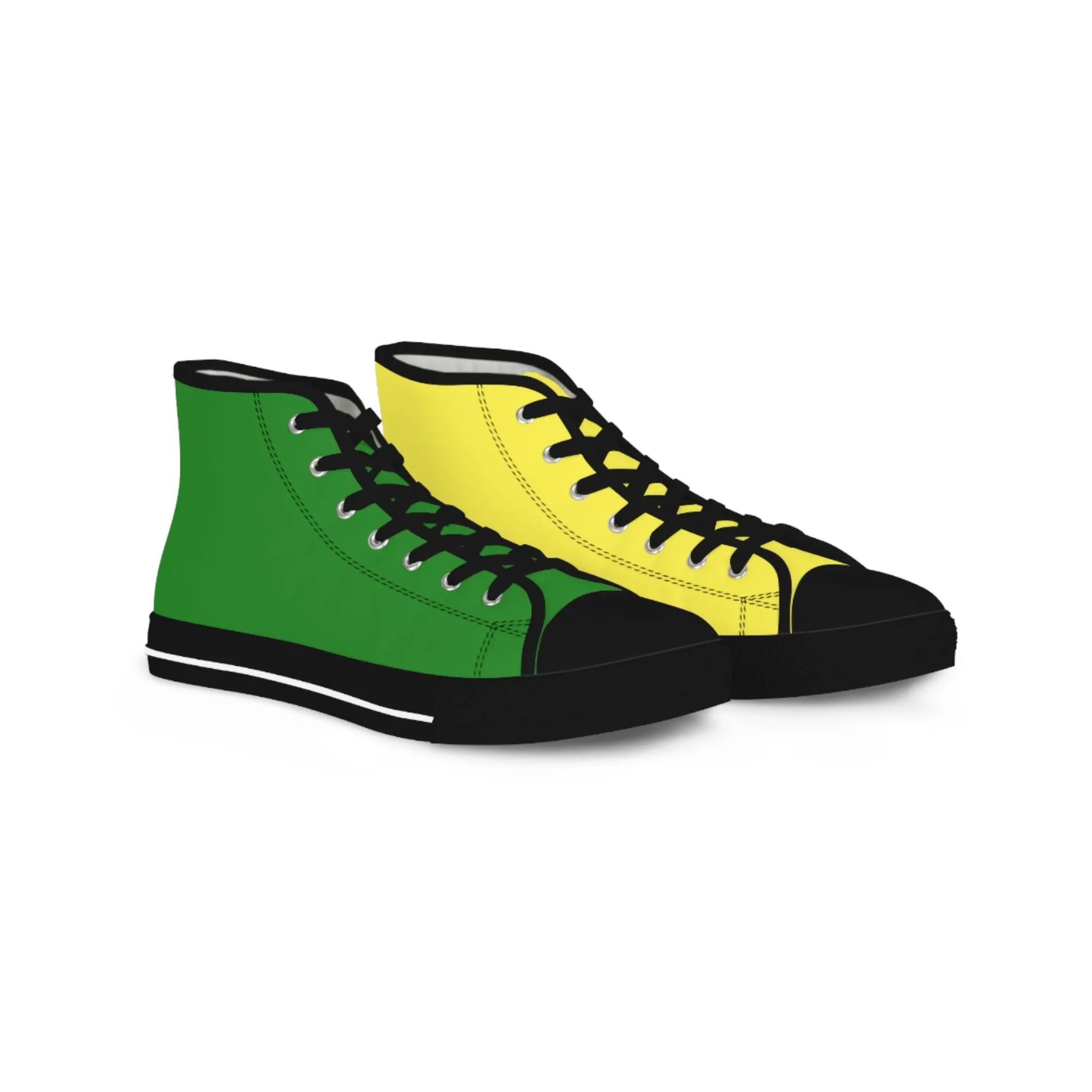 Men's Yellow & Green Mismatched High Top Sneakers