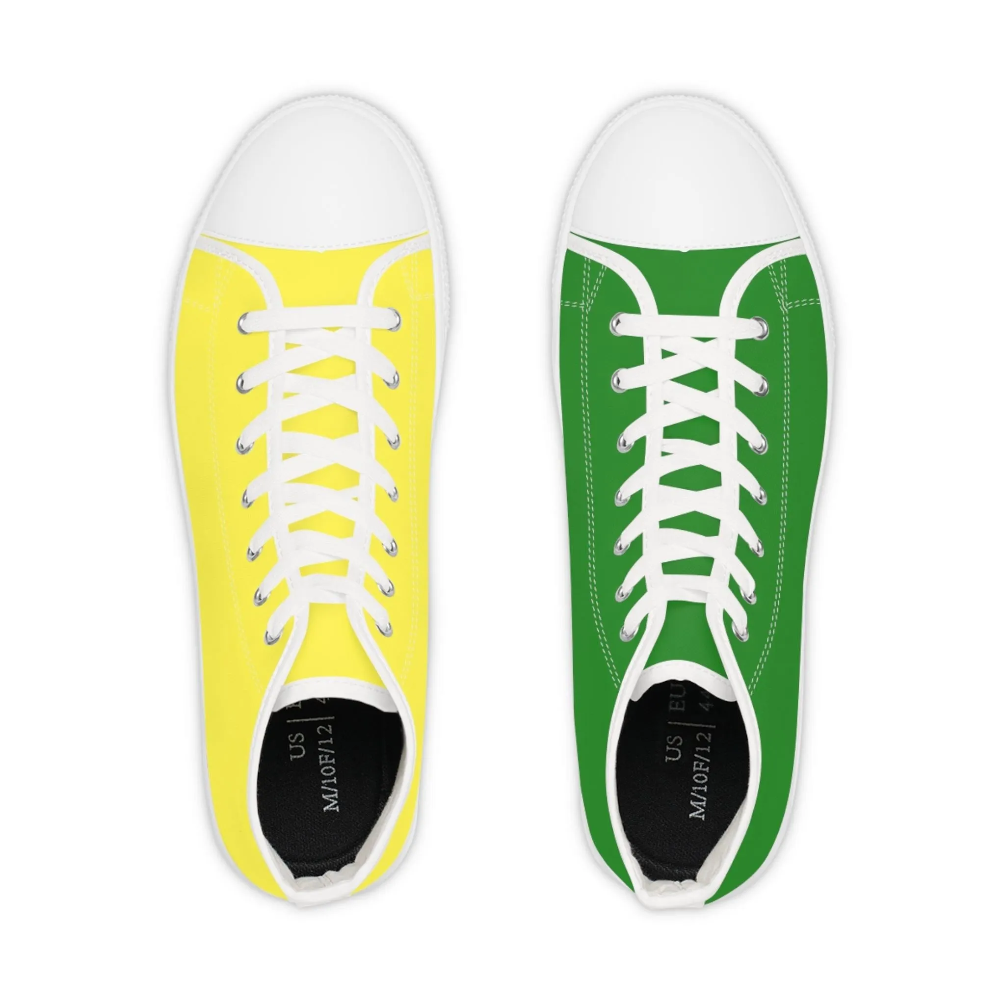 Men's Yellow & Green Mismatched High Top Sneakers