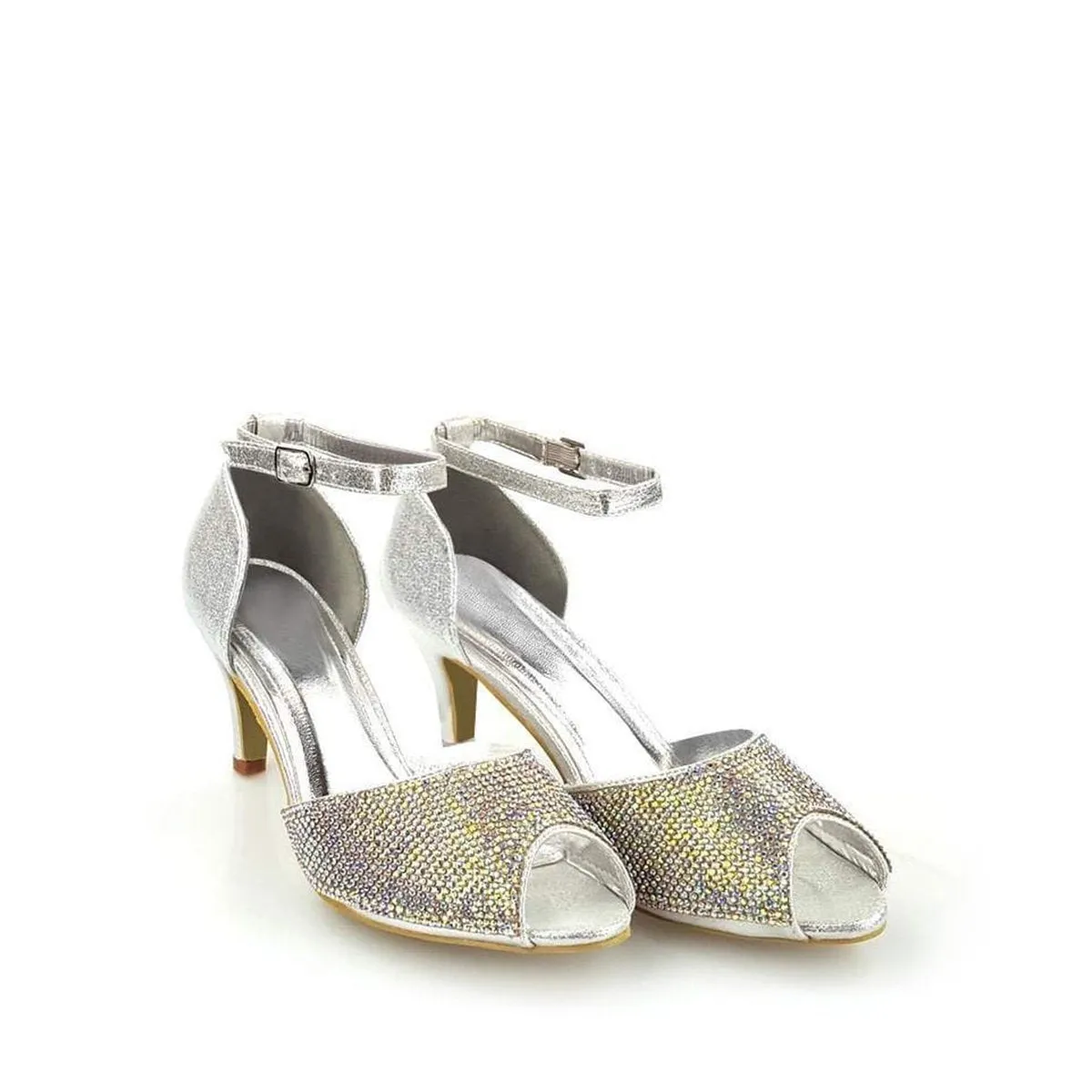 Millie Ankle Strap Open Toe Diamante Shoe