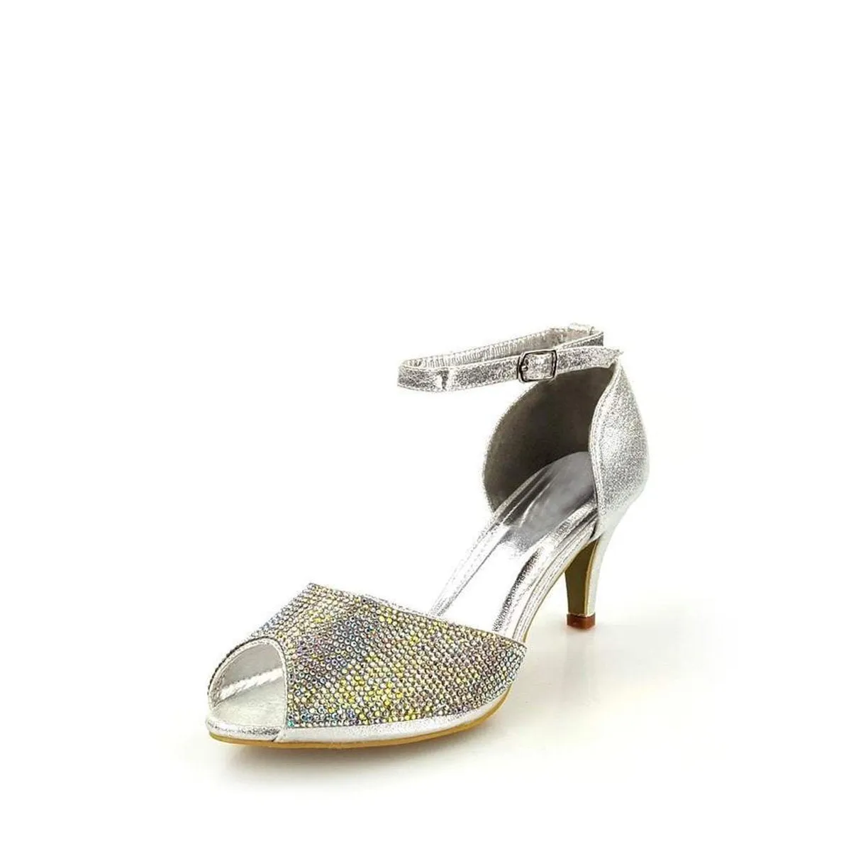 Millie Ankle Strap Open Toe Diamante Shoe