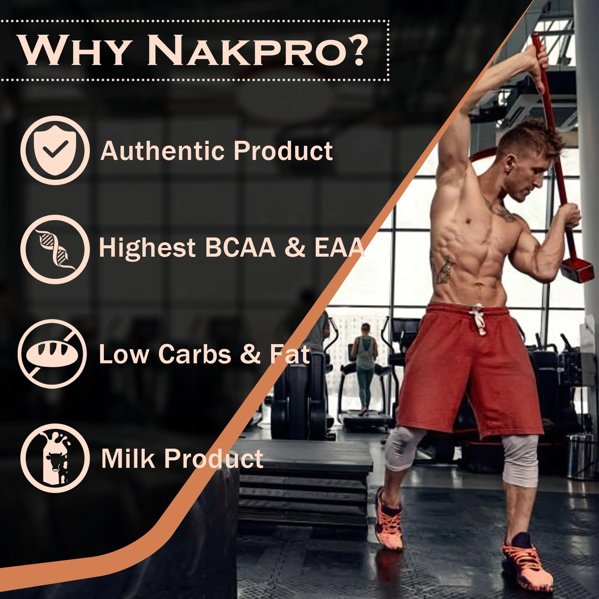 NAKPRO Calcium Caseinate | 27.88g Protein, 5.42g BCAA | Helps in Muscle Recovery | Slow Absorbing, Slow Digesting, Low Carbs Casein Protein Powder (1 Kg, Chocolate)