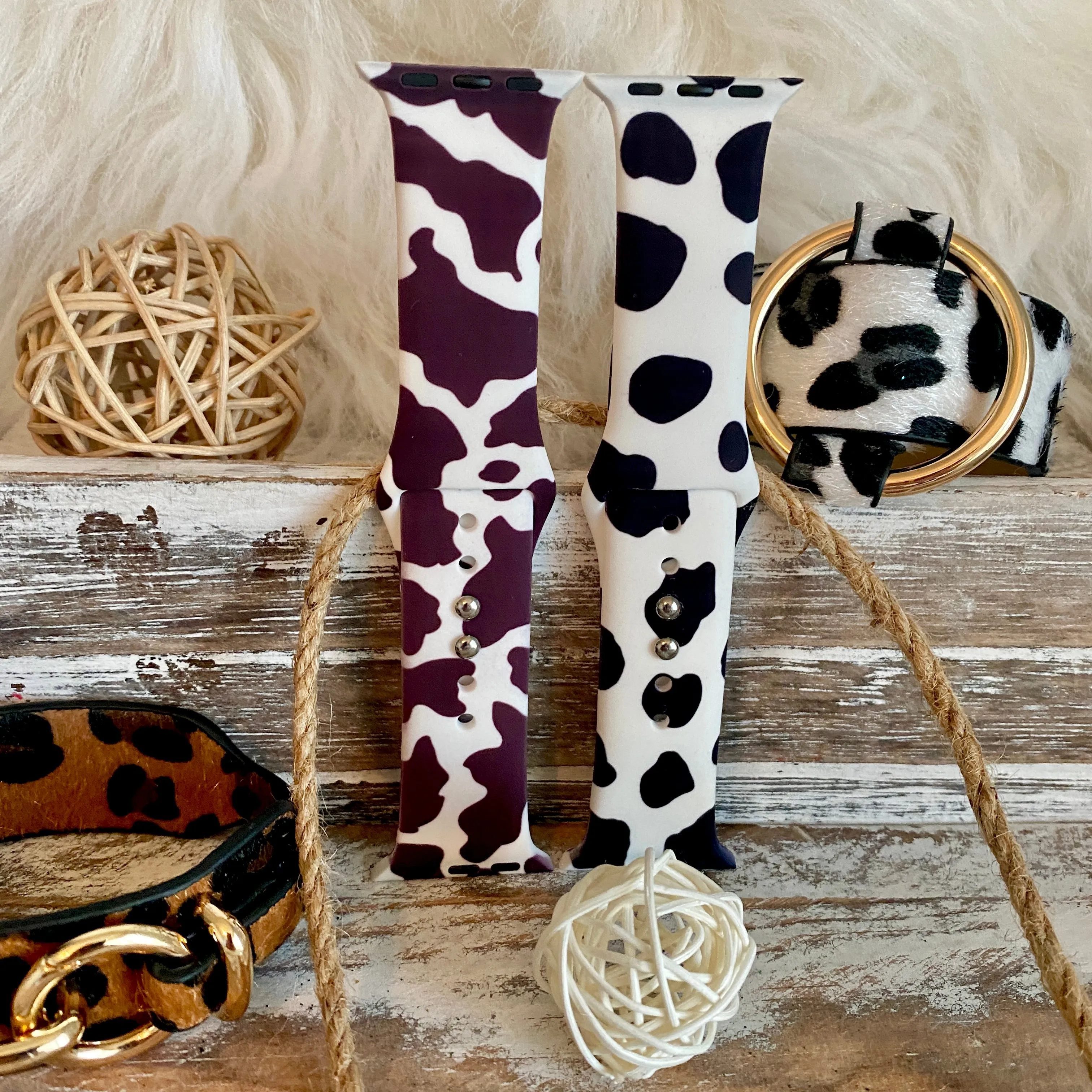 Nashville Cow Print Silicone Band For Apple Watch Two Colors Available