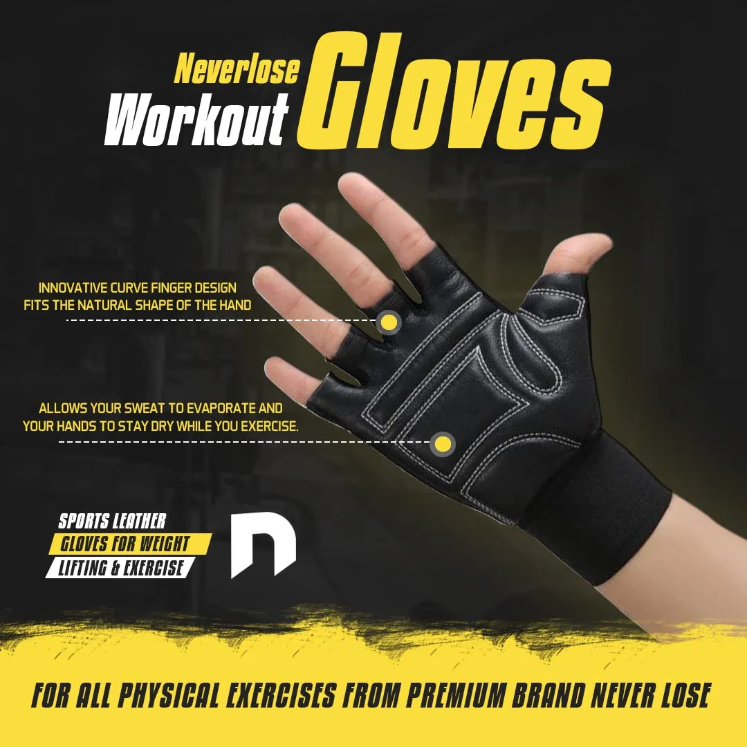 NEVER LOSE WMX Series Fitness Gloves/Weight Lifting Gloves/Gym Gloves/Bike Gloves (XL, SHEEP LEATHER)