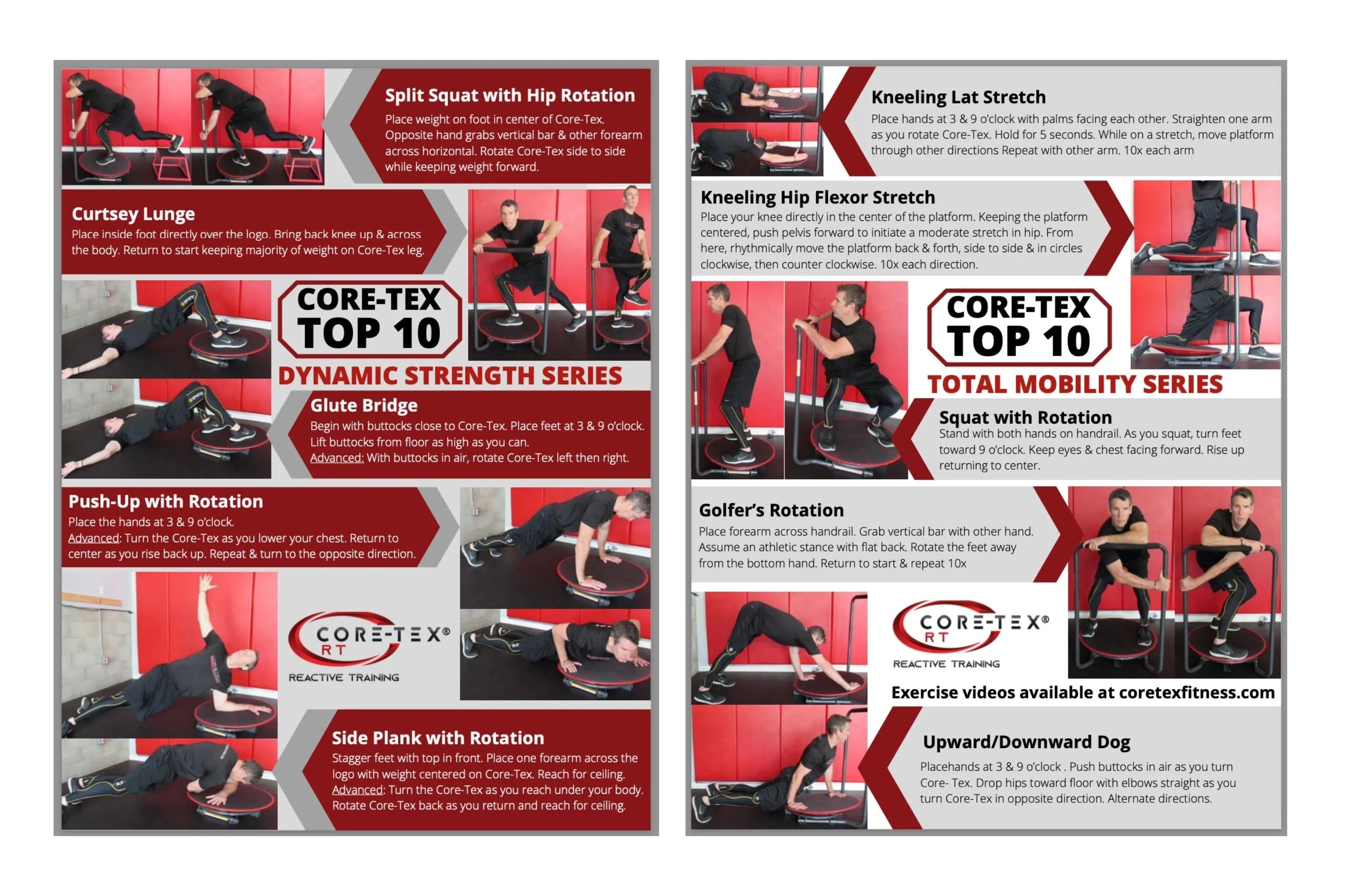 New! Core-Tex Top 10 Exercises Card