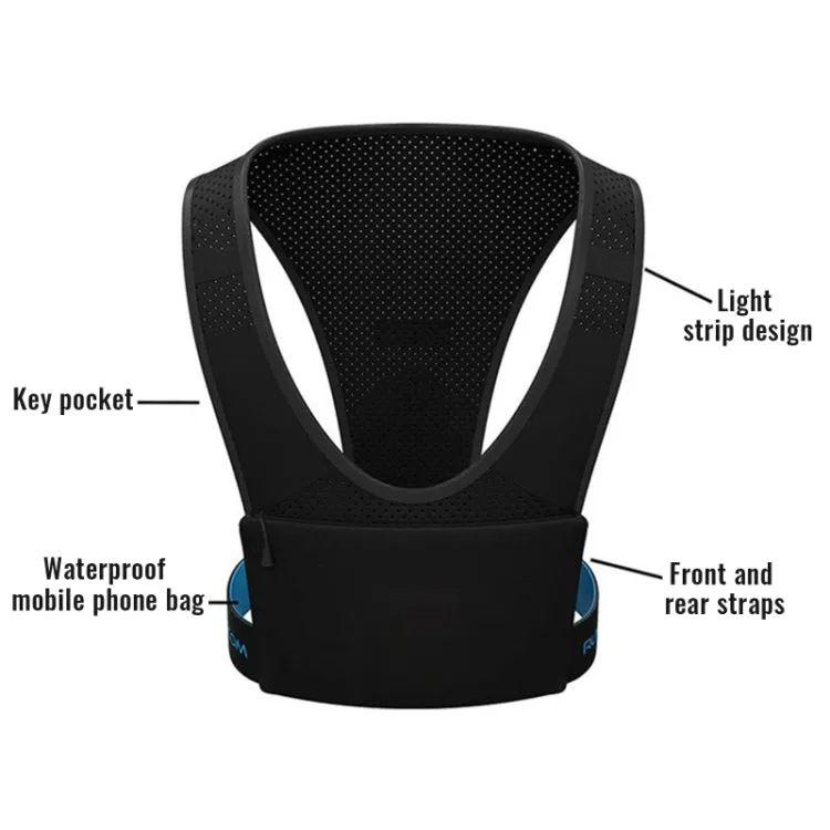 Night Reflective Running Chest Bag Vest Bag Phone Holder Free Size(Black)