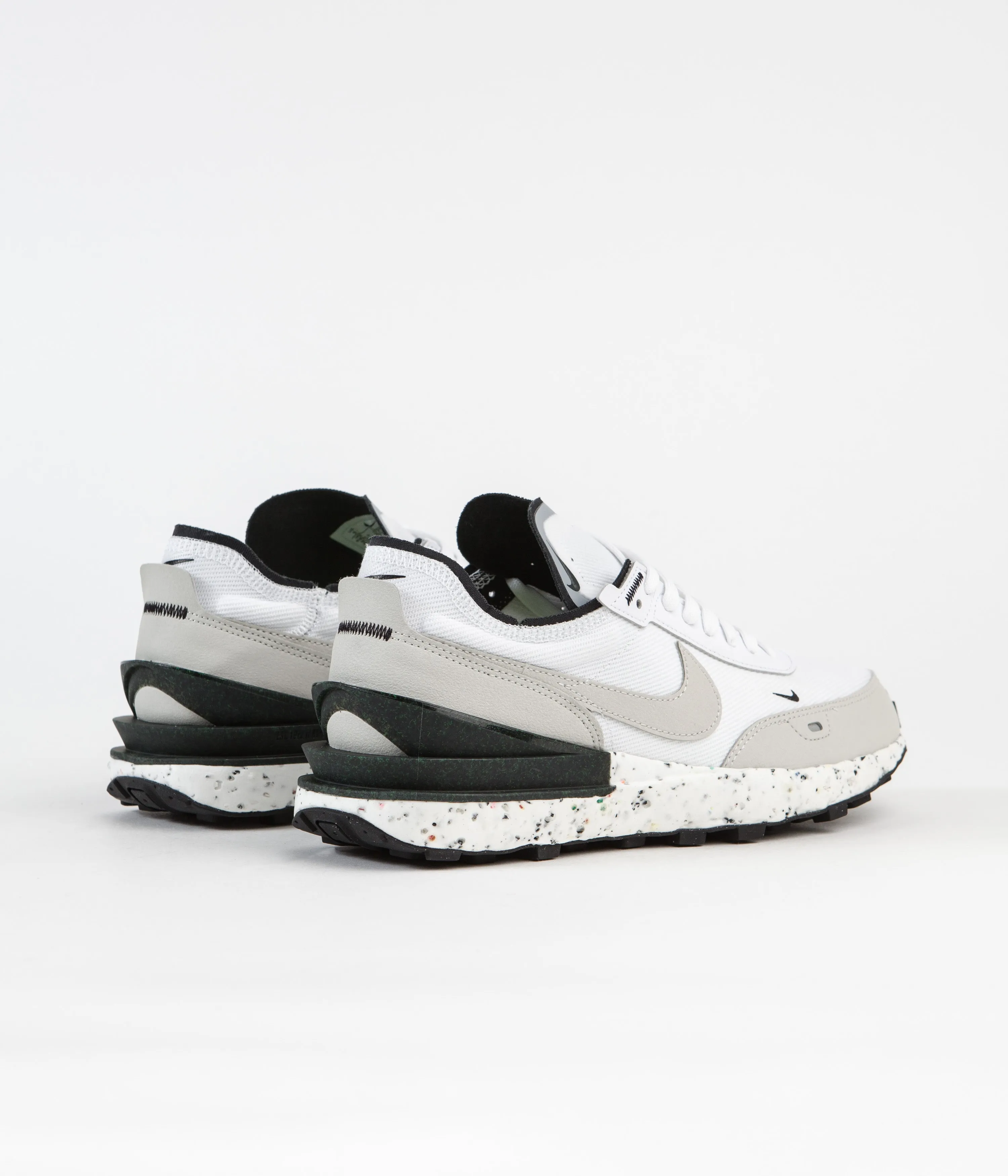 Nike Waffle One Crater Shoes - White / Light Bone - Black - Volt