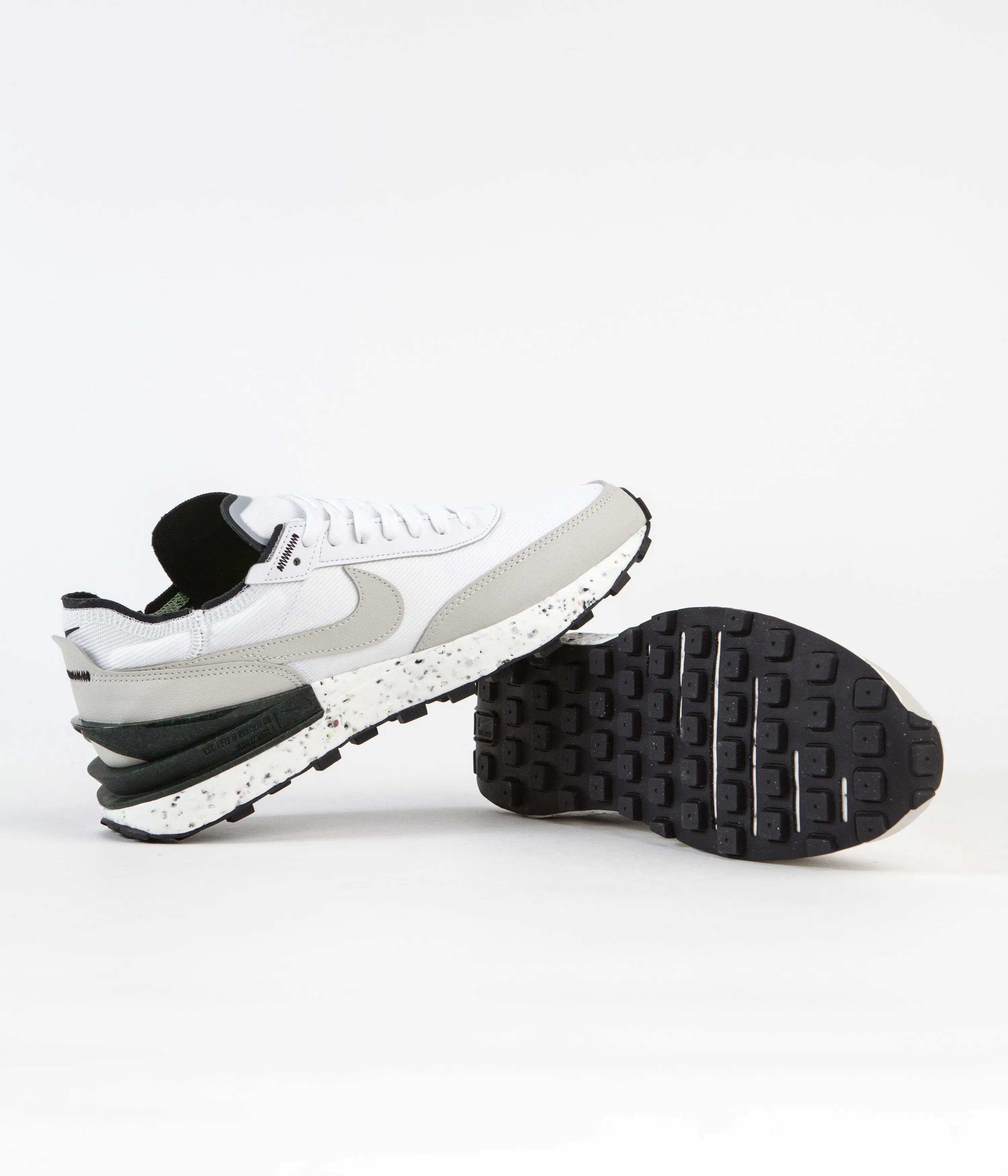 Nike Waffle One Crater Shoes - White / Light Bone - Black - Volt