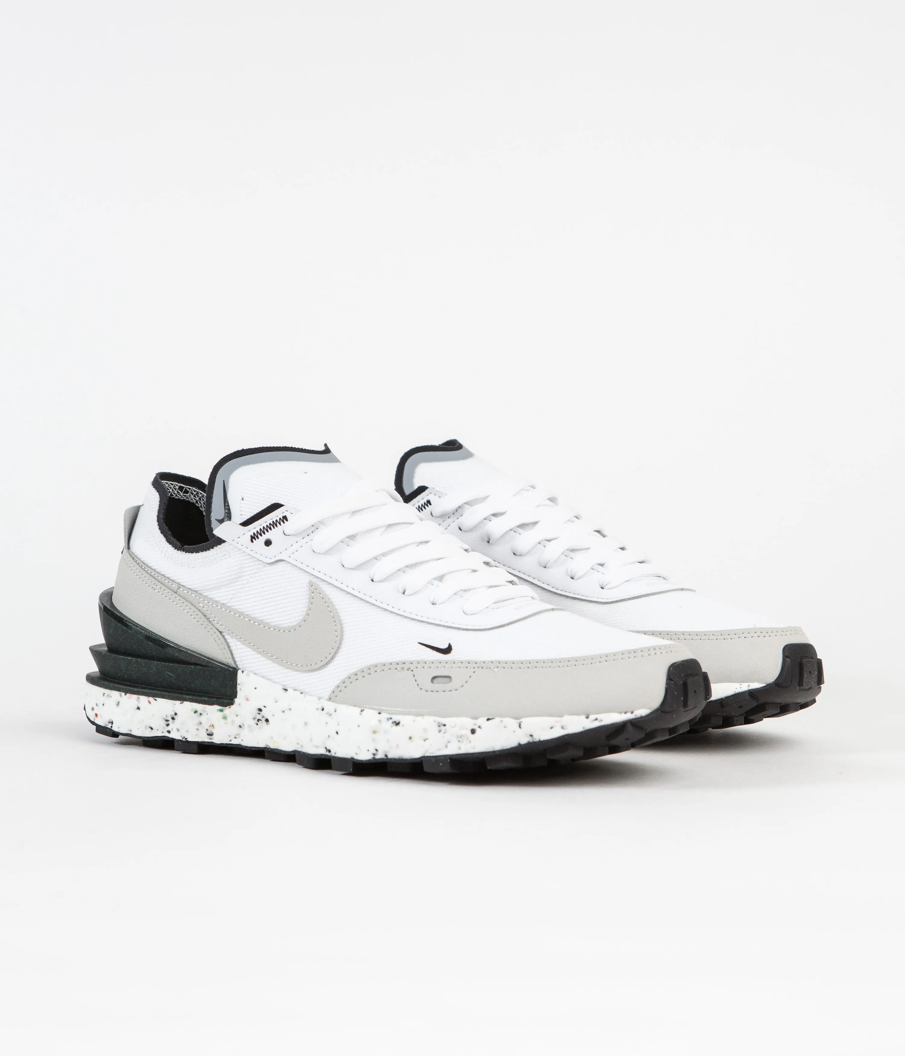 Nike Waffle One Crater Shoes - White / Light Bone - Black - Volt