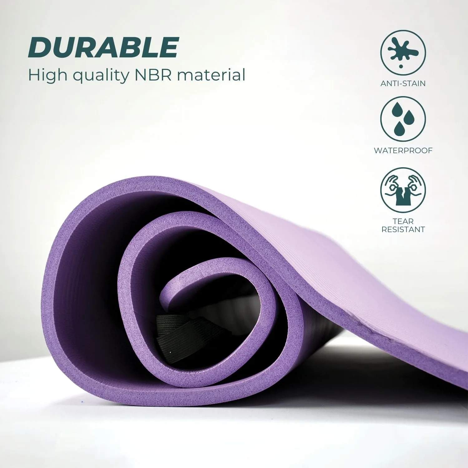 Non-Slip NBR Yoga Mat 2cm, Lightweight, with Strap - Verpeak