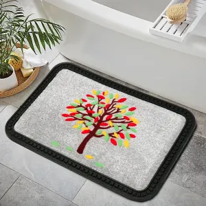 OnlyMat Modern Colourful Tree Soft All-Purpose Mat Kitchen Bathroom Door Entrance 40x60x8mm (Silver)