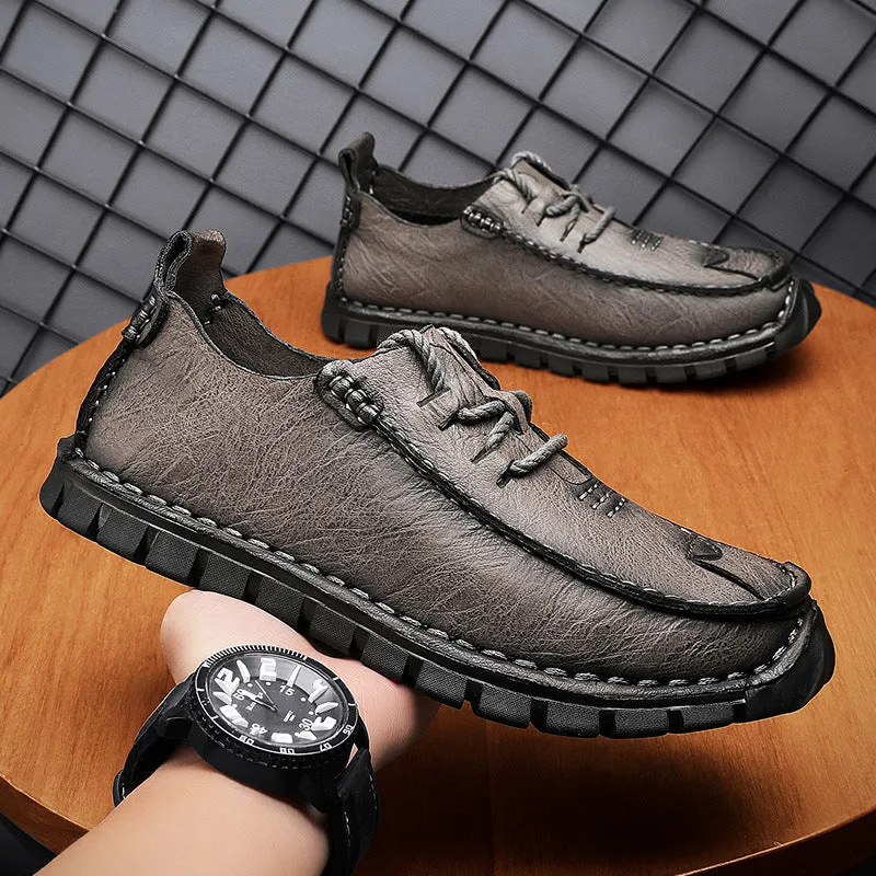 Outdoor Sports Anti-slip Lace-up Soft Bottom Men's Casual Leather Shoes