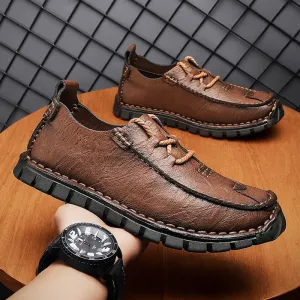 Outdoor Sports Anti-slip Lace-up Soft Bottom Men's Casual Leather Shoes