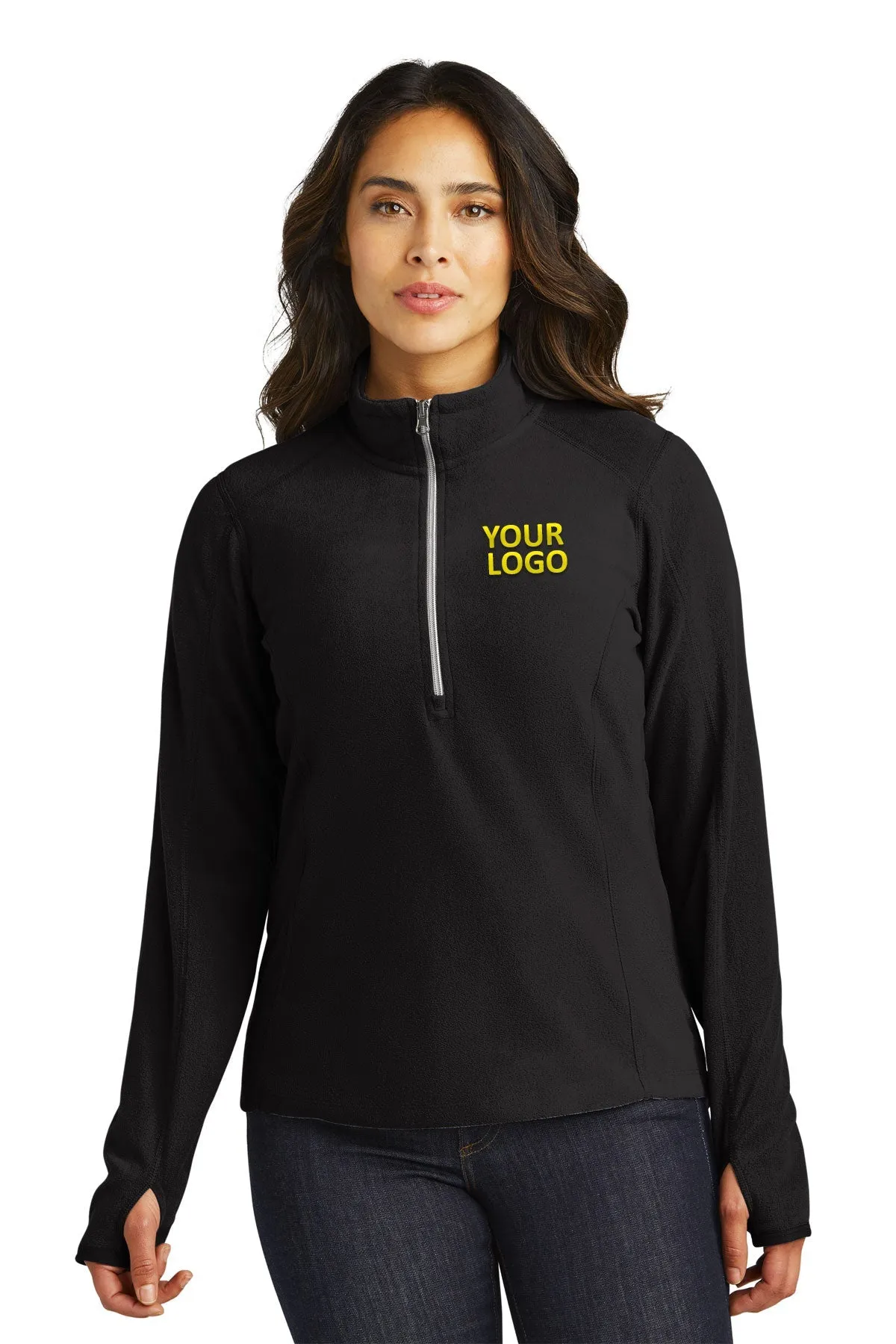 Port Authority Ladies Microfleece 1/2-Zip Customized Pullovers, Black