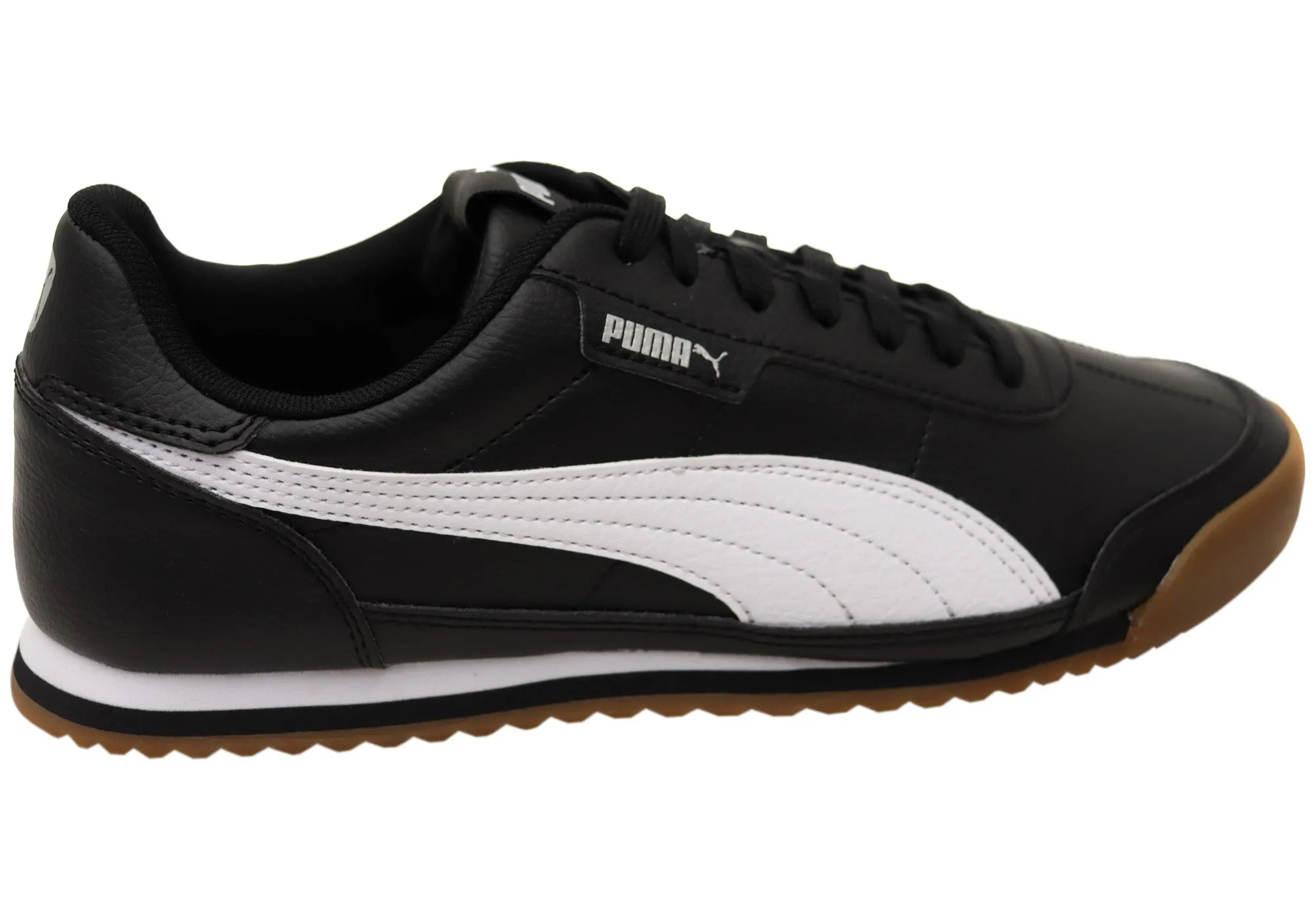 Puma Mens Turino II Comfortable Black White Lace Up Sneakers