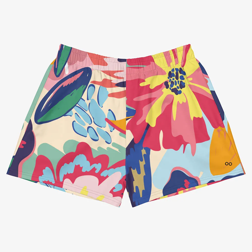 Recycled Breathy Shorts "Flower Splash" Red/Yellow/Blue