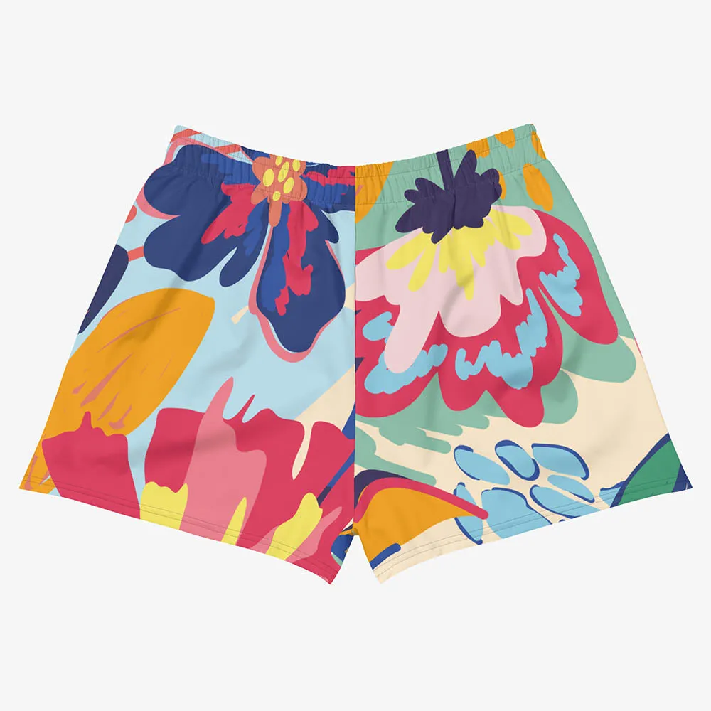 Recycled Breathy Shorts "Flower Splash" Red/Yellow/Blue