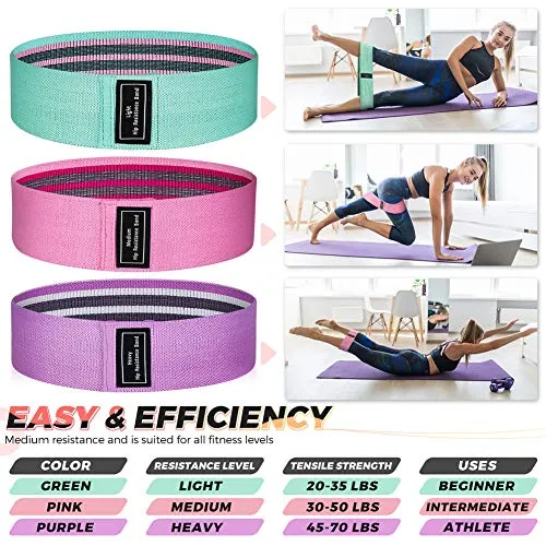 Renoj Resistance Bands , Booty Bands for Women, 3 Levels Exercise Workout Bands for Legs and Butt