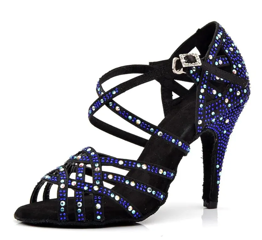 Rhinestone Ballroom Dance Shoes Latin Salsa Bachata Dance High Heels