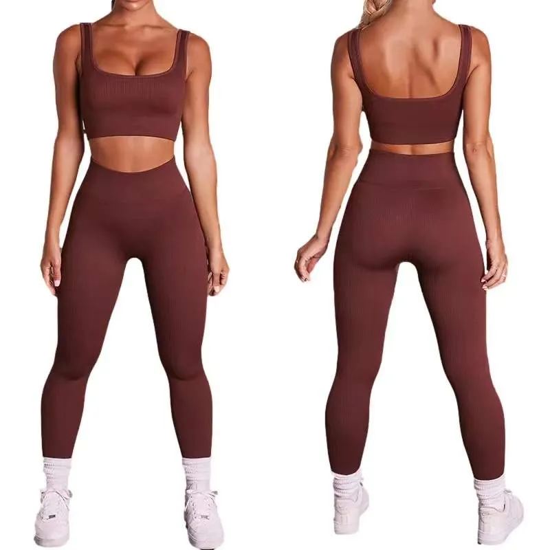 Ribbed Leggings-Brown