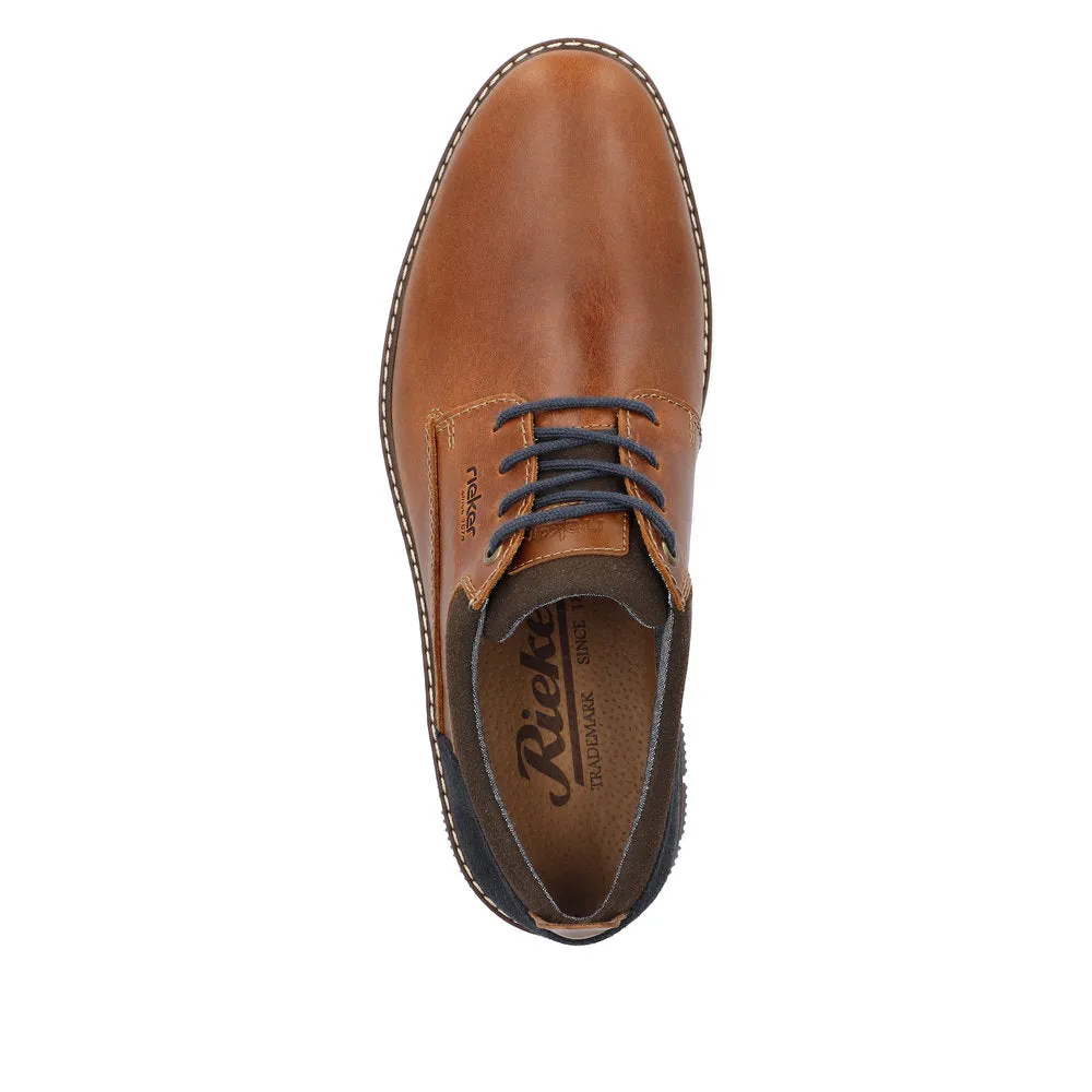 Rieker 14405-24 Dustin Mens Cognac Leather Lace Up Shoes