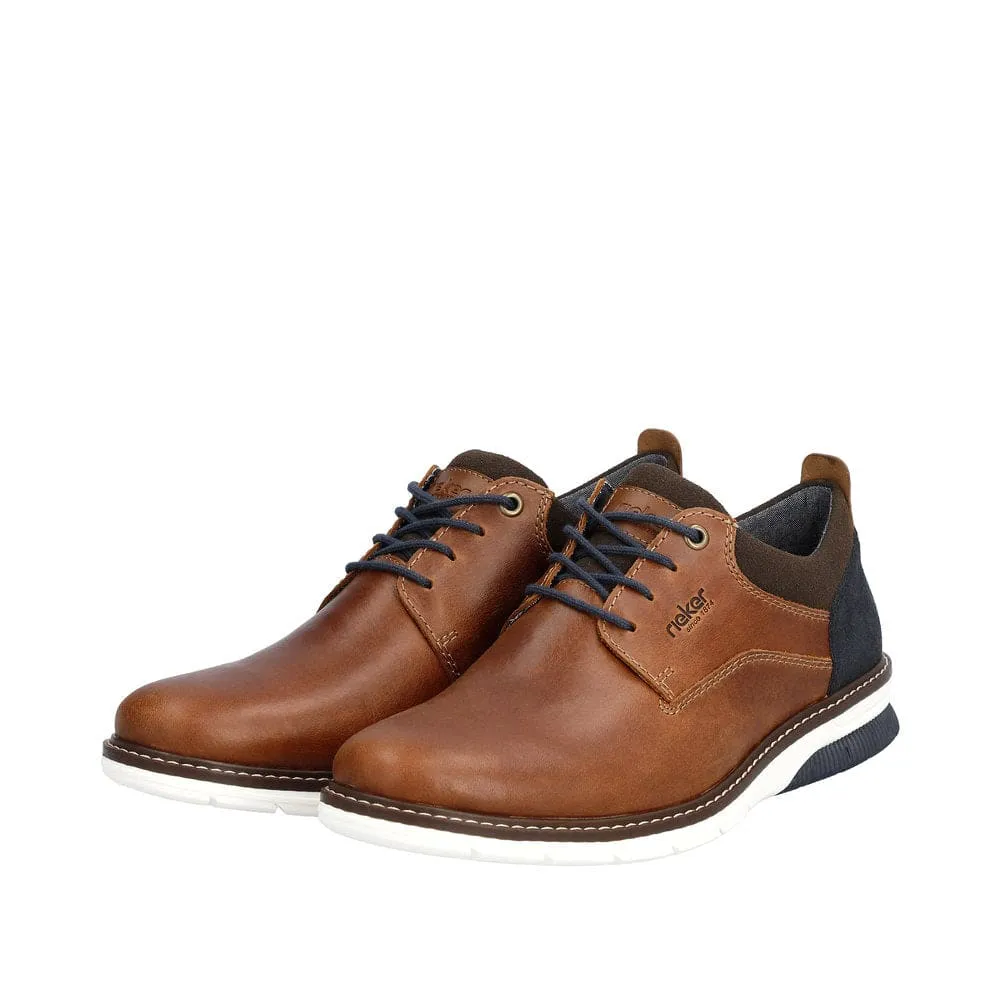 Rieker 14405-24 Dustin Mens Cognac Leather Lace Up Shoes