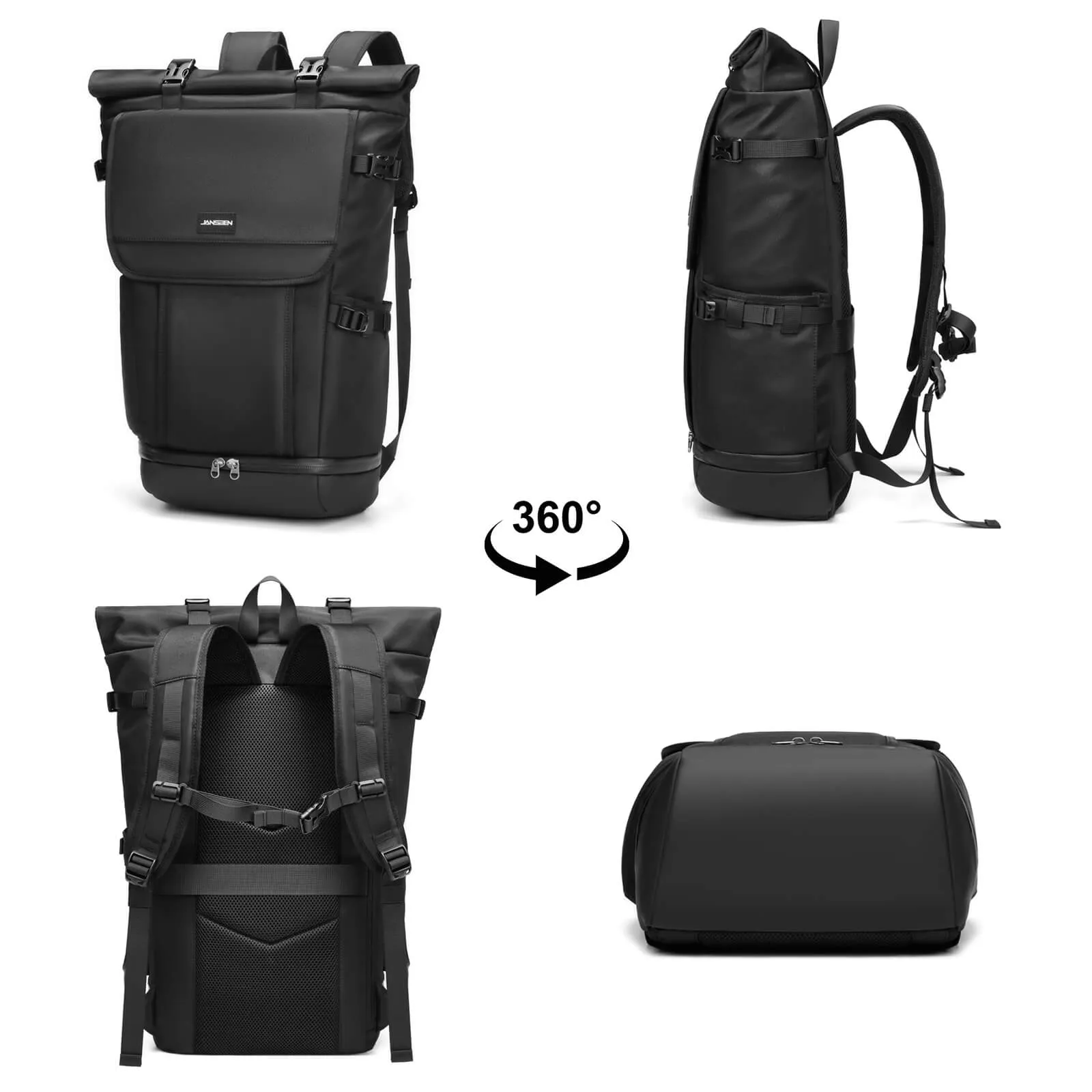 Rollup Backpacks with Shoes Compartment Jansben