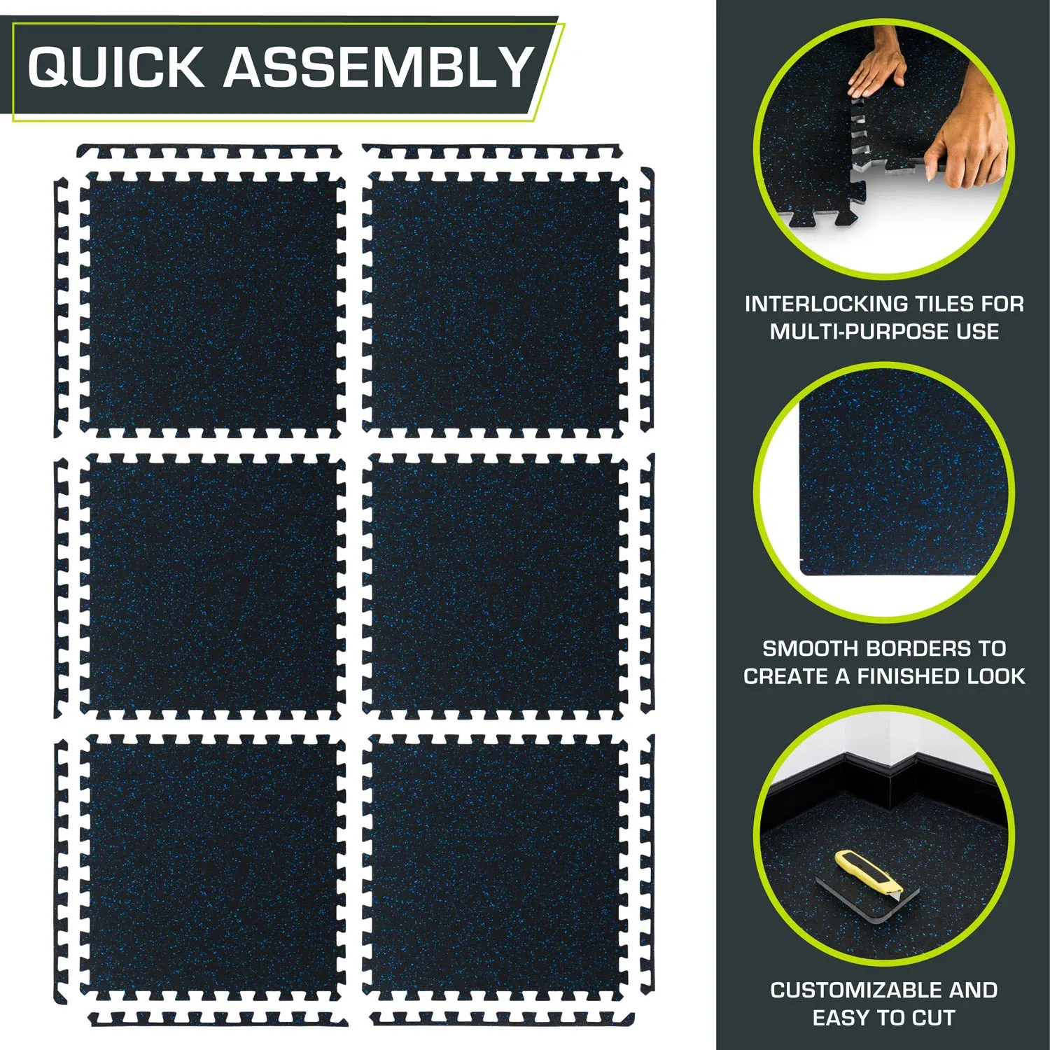 Rubber Top Exercise Puzzle Mat, 1/2-in