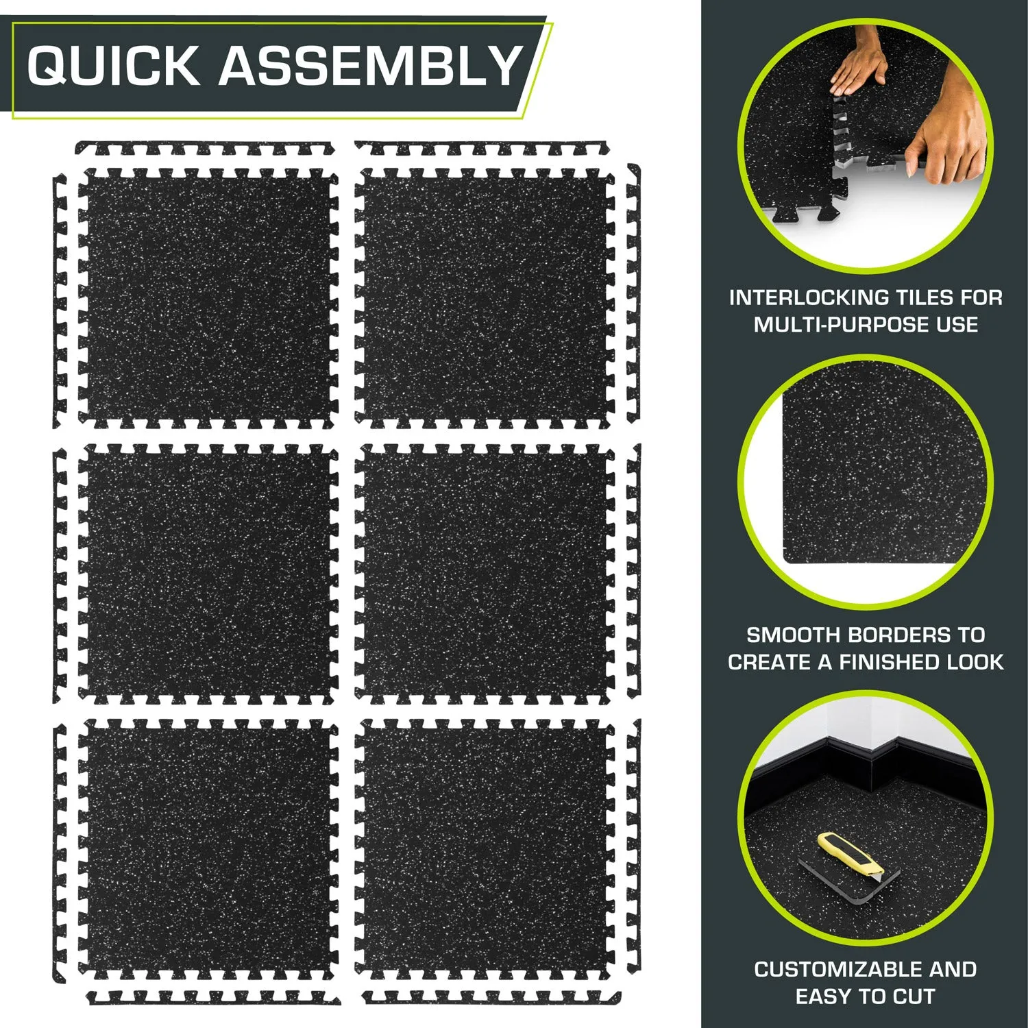 Rubber Top Exercise Puzzle Mat, 1/2-in