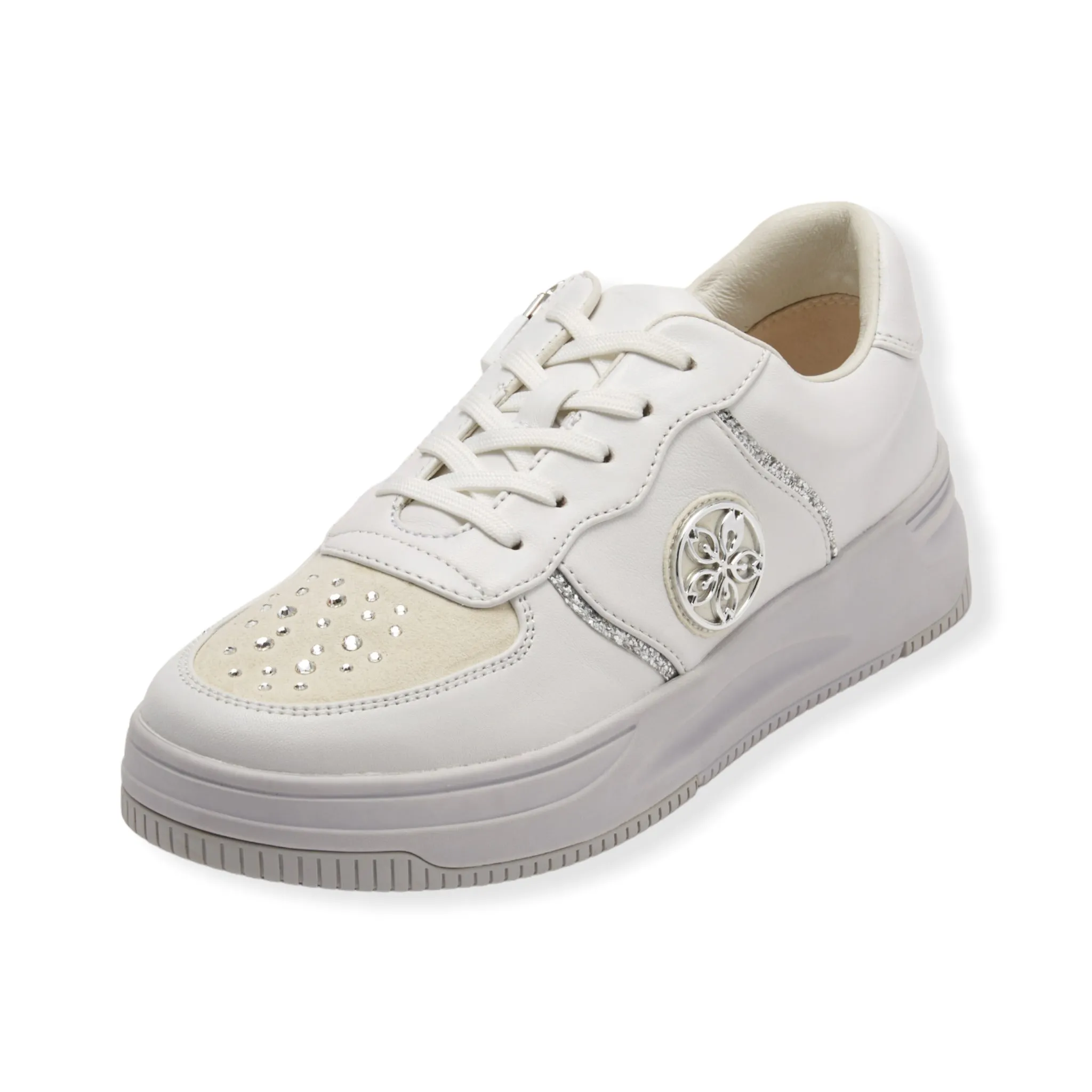 Sheepskin leather sneaker with Swarovski crystal glass  #FJ094