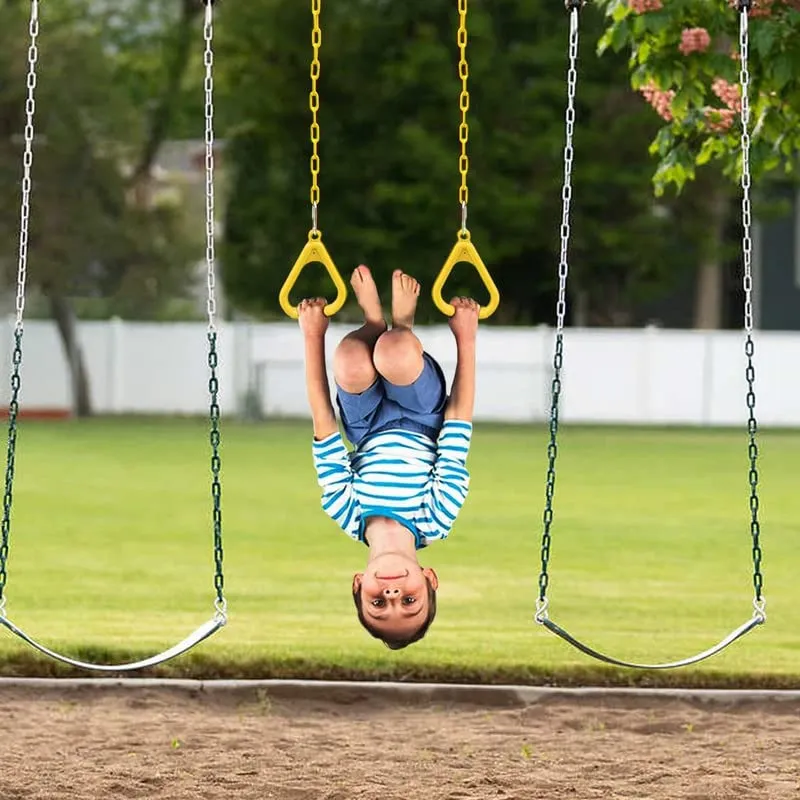 Shopster Gym Trapeze Ring Set for Kids/Adults Trapeze Bar Flying Pull up Ring Sports Outdoor & Indoor Gym Swing (Yellow)