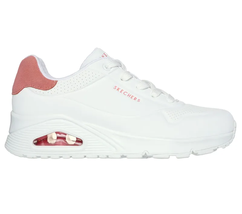 Skechers scarpa sneakers da donna Uno Pop Back 177092/WCRL bianco corallo