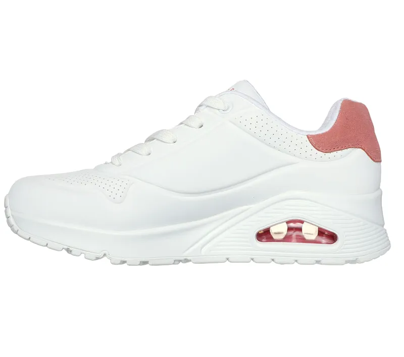 Skechers scarpa sneakers da donna Uno Pop Back 177092/WCRL bianco corallo